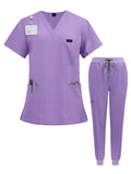 Unisex Medical Scrub Uniform Set for Nurses Doctors Veterinary Dental Staff - Professional Hospital Surgical Work Clothing with Comfortable Stretch Fabric - Available S to XXL in 7 Colors