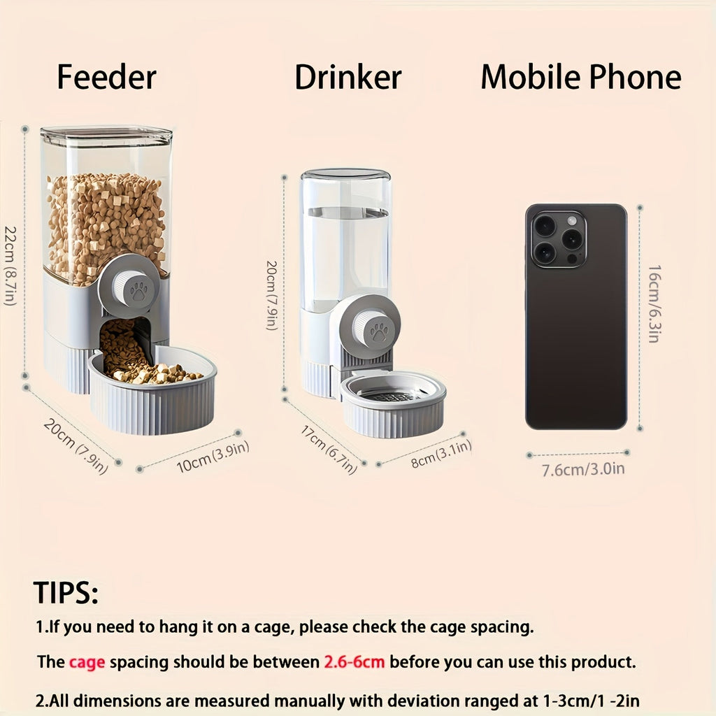 Hanging Cage Pet Feeder & Water Dispenser Set – 2-Piece Gravity Auto Feeding & Drinking Bowl for Cats, Dogs & Rabbits, Large Capacity Cage Mount Food & Water Bowl Combo