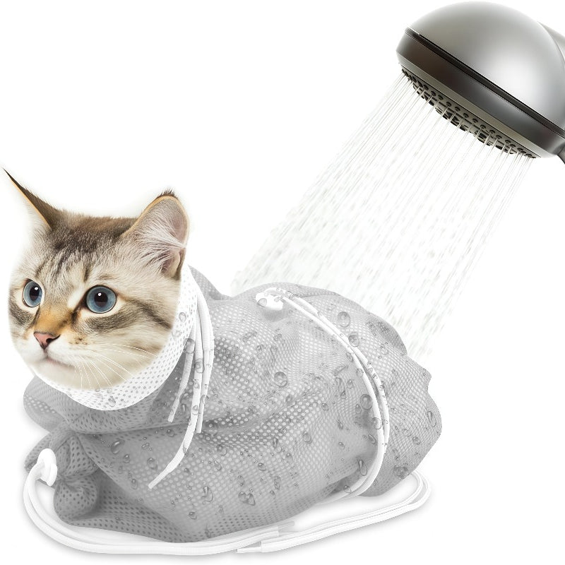 Adjustable Cat Grooming Restraint Bag with Breathable Mesh - Multi-Functional Cat Shower Bag for Bathing, Nail Trimming, Ear Cleaning, Injections & Vet Visits, Durable Cat Bathing Bag for Kittens & Cats
