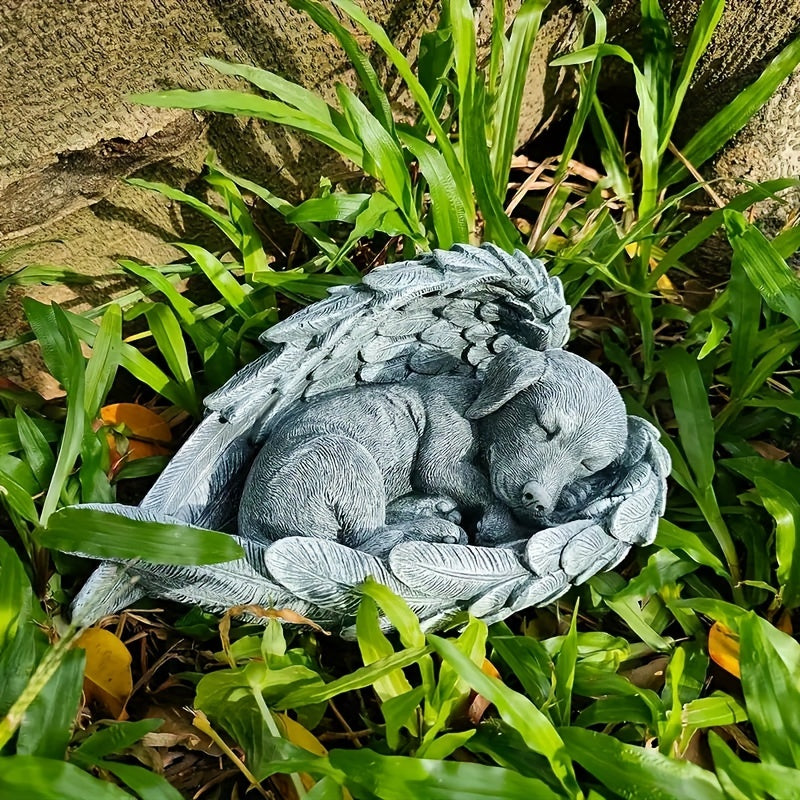 Personalized Pet Angel Sleeping Stone Memorial – Custom Name & Date Sympathy Gift for Loss of Dog or Cat, Engraved Pet Grave Marker Keepsake for Garden or Home
