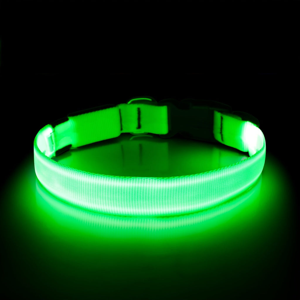 LED Dog Collar Light Up USB Rechargeable - Adjustable Nylon Glow Safety Collar with D-Ring Buckle for Small Medium Large Dogs, High Visibility Night Walking Dog Collar