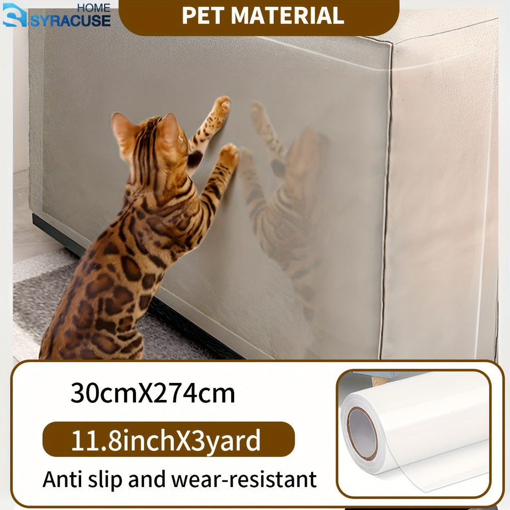 Anti-Cat Scratch Tape Transparent Self-Adhesive Furniture Protector - 3 Yard Roll Cat Scratch Deterrent Film for Sofa Couch Doors & Carpet - 4 Width Options (5.9", 11.8", 17.7", 23.6")
