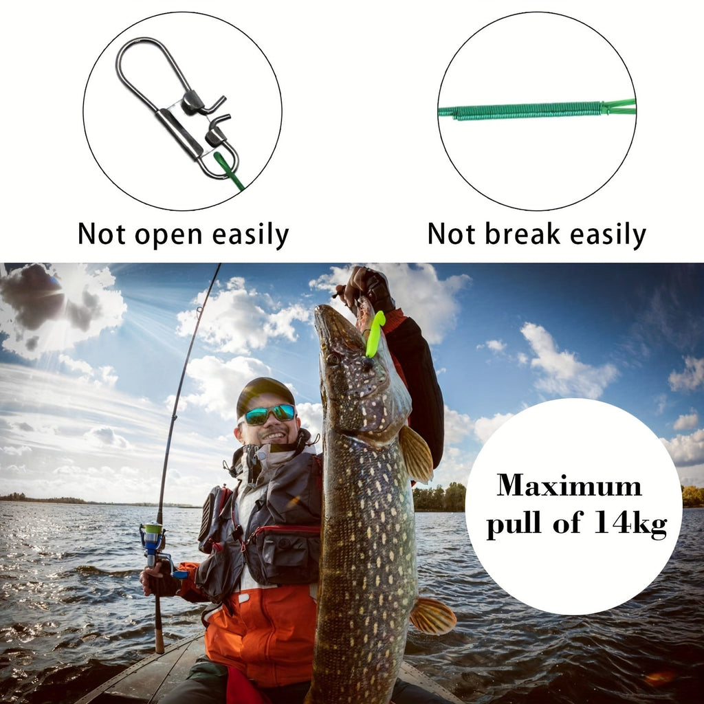 100 Piece Stainless Steel Fishing Line Leaders with Swivels & Snaps – Anti-Bite Wire Trace Leaders, 10–44LB Pull Strength for Saltwater & Freshwater Fishing