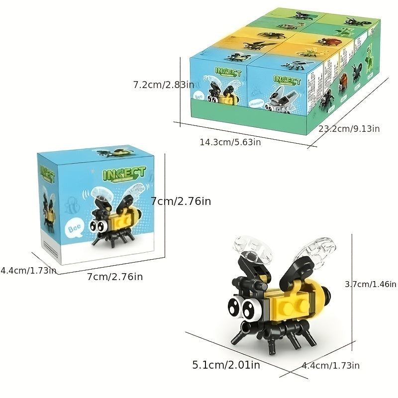 Insect Building Blocks Set 10 Pieces - Small Particle Animal Model Bricks with Bee Ladybug Firefly Dragonfly Spider Scorpion, STEM Educational Toy for Kids Boys and Girls, Birthday Christmas Gift