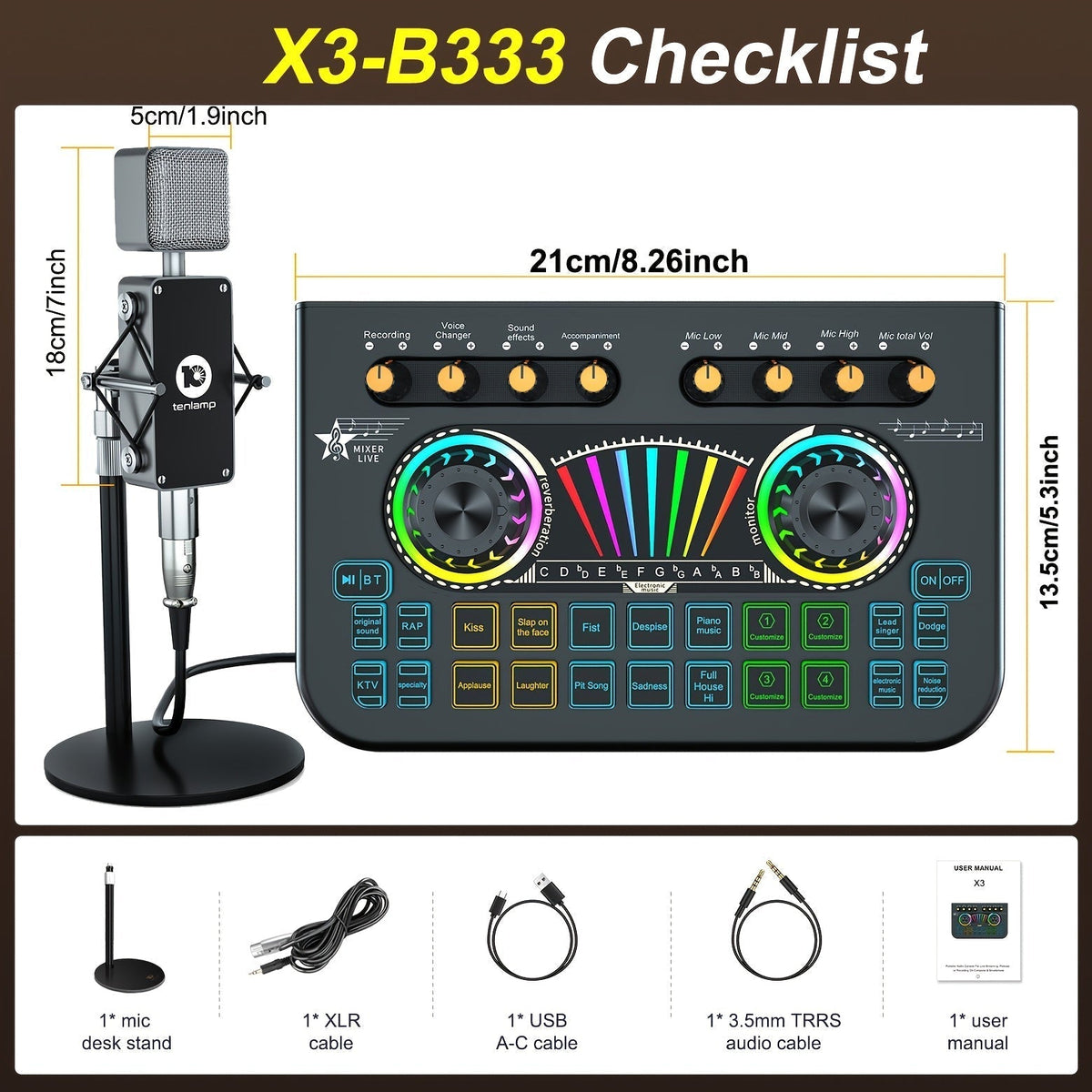 Microphone Mixer Bundle Kit for Podcast Recording Studio – Audio Mixer with Mic Stand, Sound Card, Streaming & Karaoke Setup for PC Phone Gaming