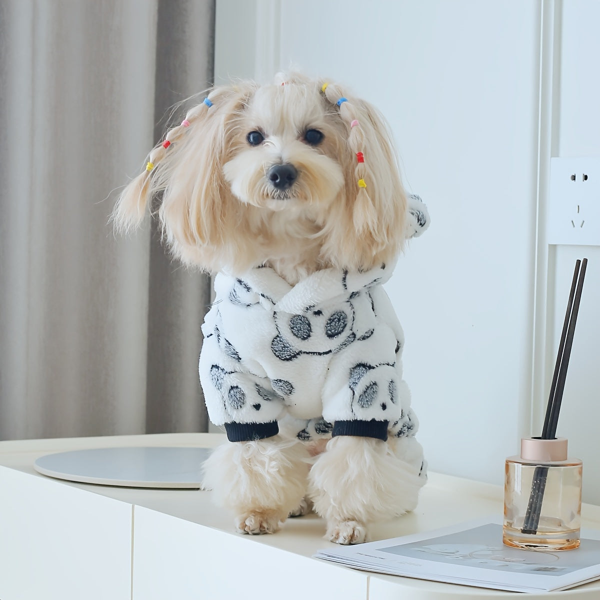 Panda Dog Jumpsuit – Cozy Coral Fleece Hooded Onesie for Small to Medium Dogs, Cute Panda Costume Pajamas for Fall & Winter Warmth, Indoor Outdoor Pet Apparel for Chihuahua Poodle Shih Tzu