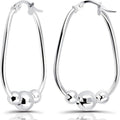S925 Sterling Silver 3-Bead Hoop Earrings for Women – 18mm Hypoallergenic Pendant Bead Ring Earrings with Gift Box, Perfect Holiday & Birthday Gift