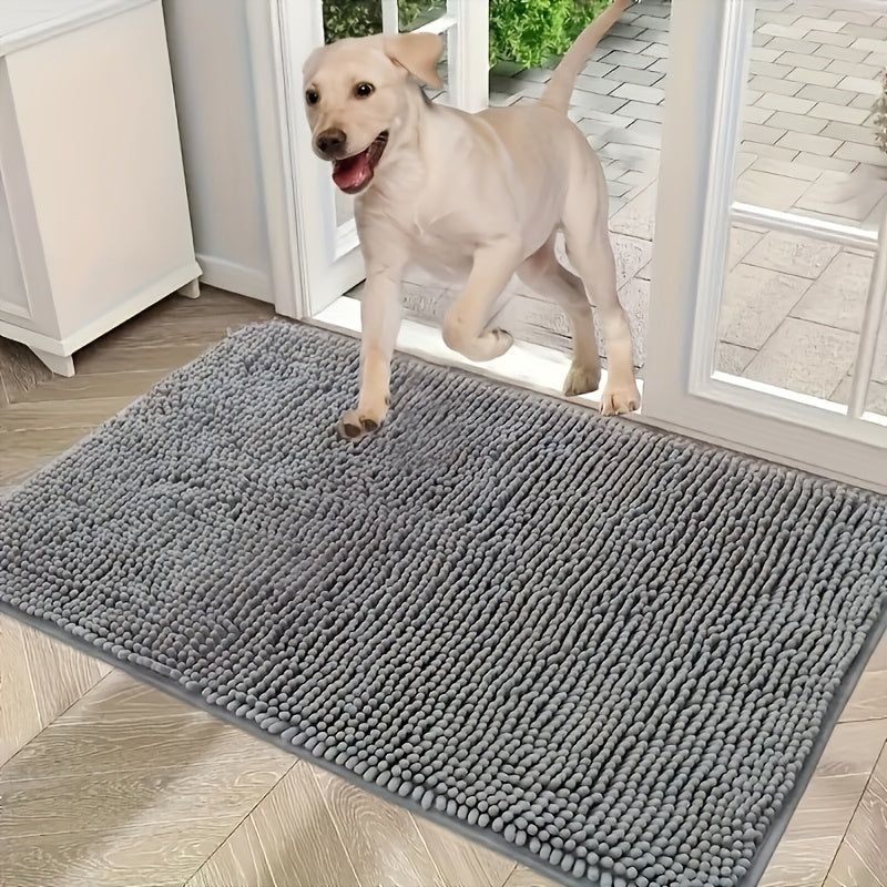 Mud Paw Dog Mat for Entryway - Ultra-Absorbent Quick-Dry Non-Slip Washable Dog Door Mat, Microfiber Pet Mud Mat Absorbs Moisture and Dirt for Indoor Entrance Hallway and Mudroom, Grey XL 23.62x35.43 inch