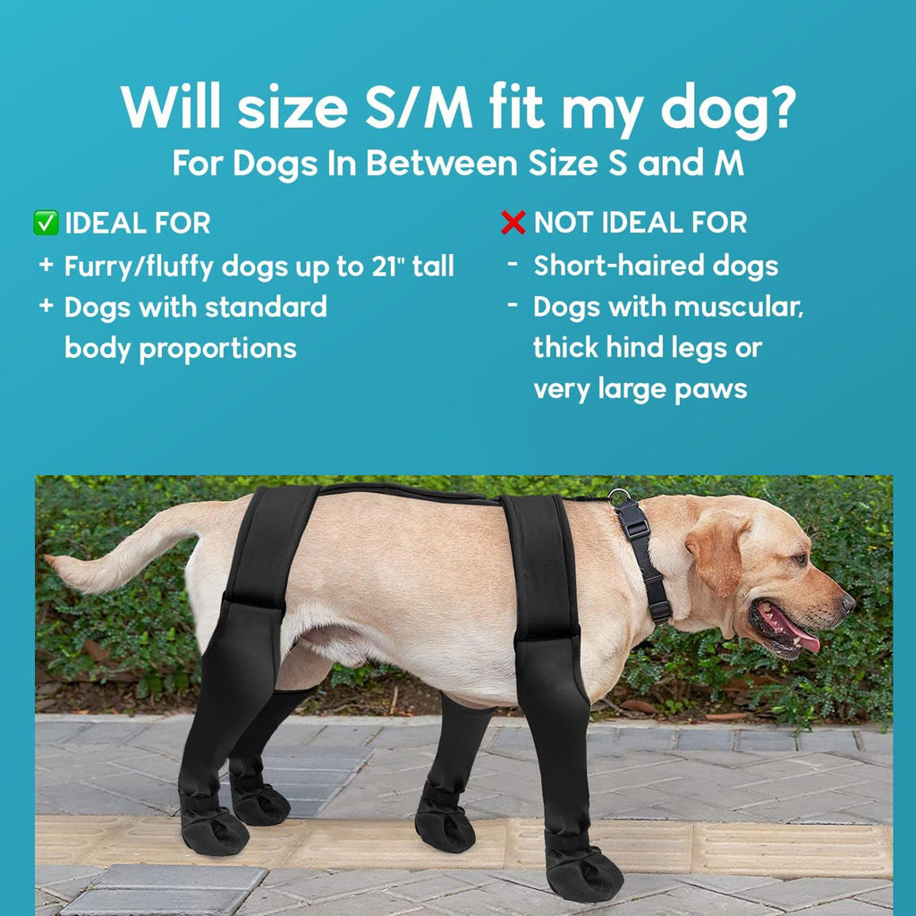 Dog Outdoor Boots Non-Slip All-Season Paw Protectors – Anti-Dirt Waterproof Dog Shoes for Small Medium Dogs, Protective Dog Booties for Walking Hiking & Hot Pavement, S M L Sizes, Black