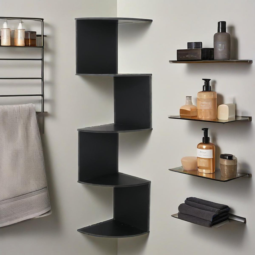 5-Tier Corner Wall Shelf Organizer – Floating Tiered Bookshelf & Storage Shelf for Living Room, Bedroom & Kitchen, Space-Saving Corner Divider, 5 Style Options