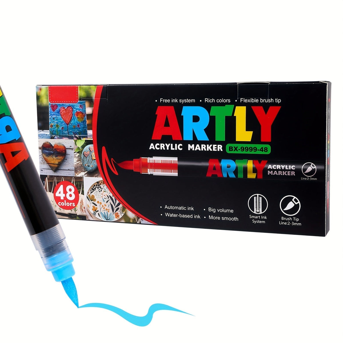 Acrylic Paint Markers Brush Tip – 12/24/36/48/60/72/120/168 Colors for Rock, Metal, Glass, Wood, Canvas, Ceramic & Plastic, DIY Hand-Painting Art Supplies, Back to School Halloween Christmas Birthday Gift