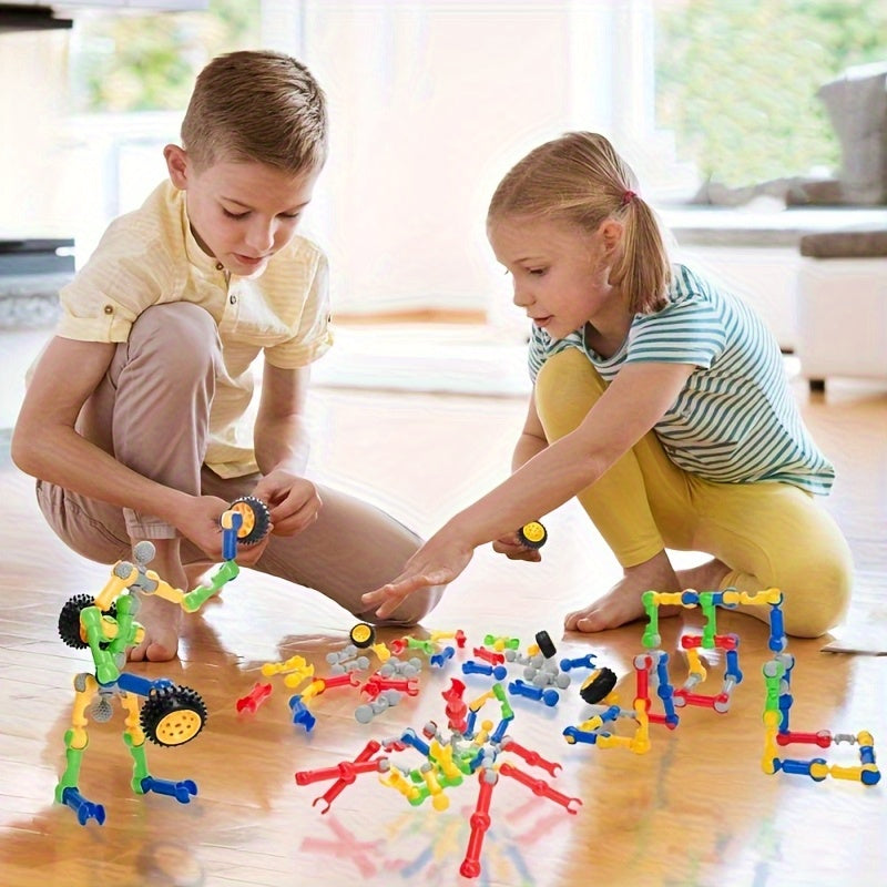 83 Piece STEM Building Blocks Toy for Kids Boys & Girls – Creative Educational Construction Set with Random Colors – Fun Engineering Brick Kit – Birthday & Christmas Gift for Children Ages 3-10