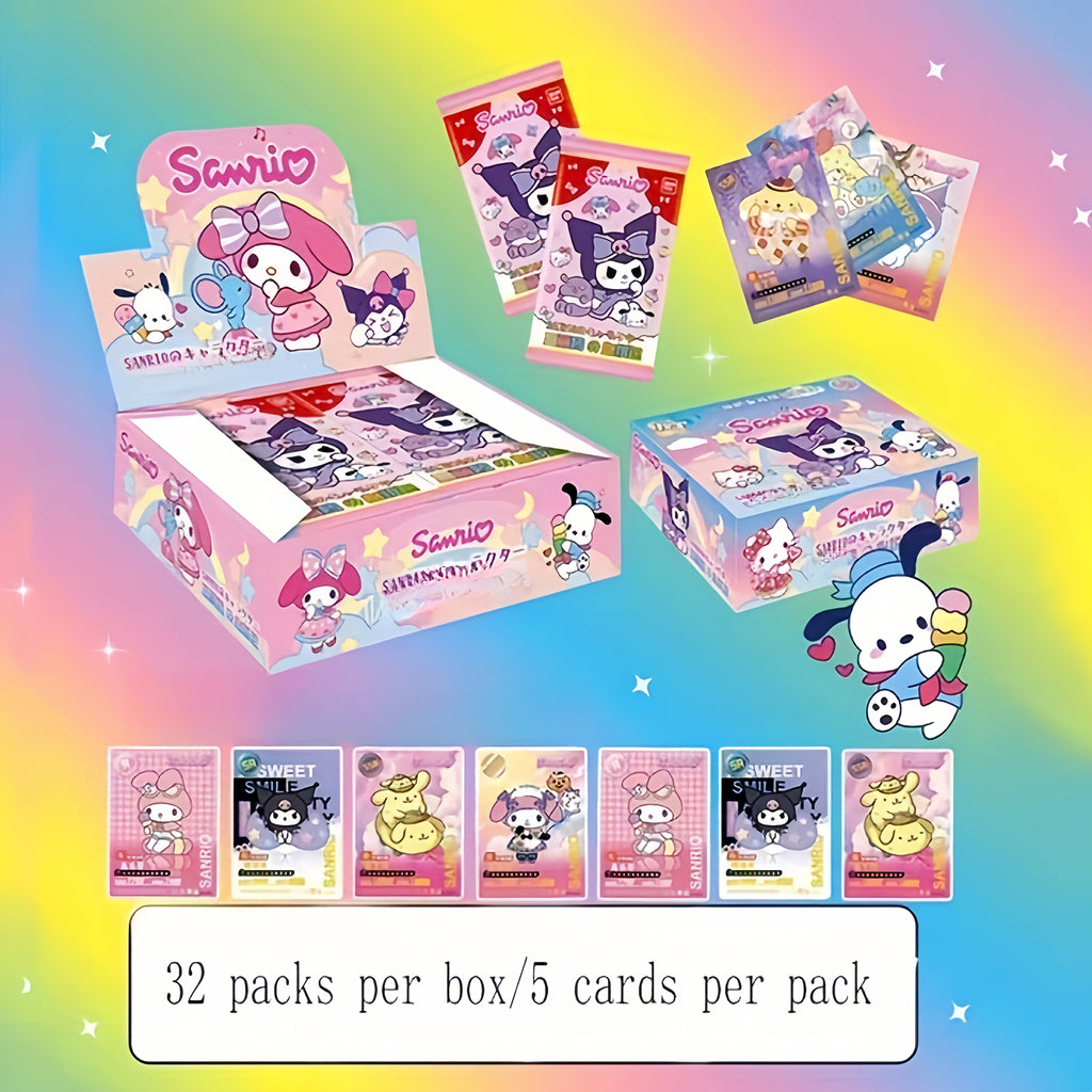 Sanrio Character Collectible Trading Cards - 1 Box 32 Random Packs | Hello Kitty My Melody Kuromi & More, High-Quality Cardstock Fan Gift, Birthday Christmas Present for Girls & Sanrio Fans