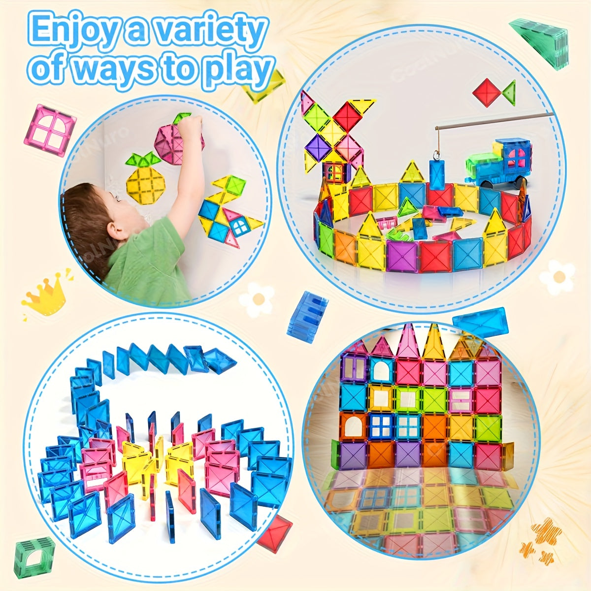 Magnetic Building Blocks for Kids 40/100pcs – STEM Educational Magnetic Tiles Stacking Puzzle Playset, Sensory Learning Toys, Creative Construction Gift for Boys Girls Toddlers Ages 3+, Random Colors