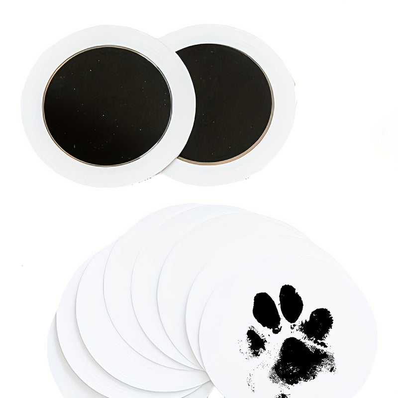 Round Pet Paw Print Kit 2 Boxes 4 Prints - Non-Contact Dog and Cat Paw Print Keepsake Set, 4.33 Inch Personalized Paw Print Souvenir, Pet Owner Keepsake Craft Kit, Gold and Black