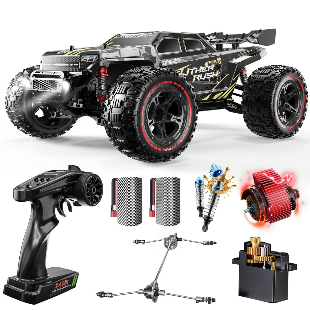 1:10 Brushless RC Car for Adults 37+ MPH - 4WD High Speed Off-Road Monster Truck, 2x3S 11.1V Battery 40-Min Runtime, Metal Gear Servo, Oil-Filled Shocks, Extra Swing Arms | Professional RC Crawler Gift