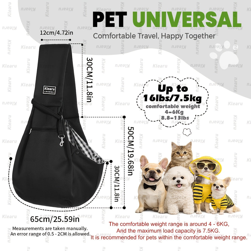 Pet Sling Carrier Bag for Cats & Dogs up to 14 lbs - Small Dog Cat Crossbody Shoulder Bag with Zipper Pocket - Hands-Free Outdoor Travel Pet Carrier Sling for Cats Dogs - Halloween Christmas Pet Gift