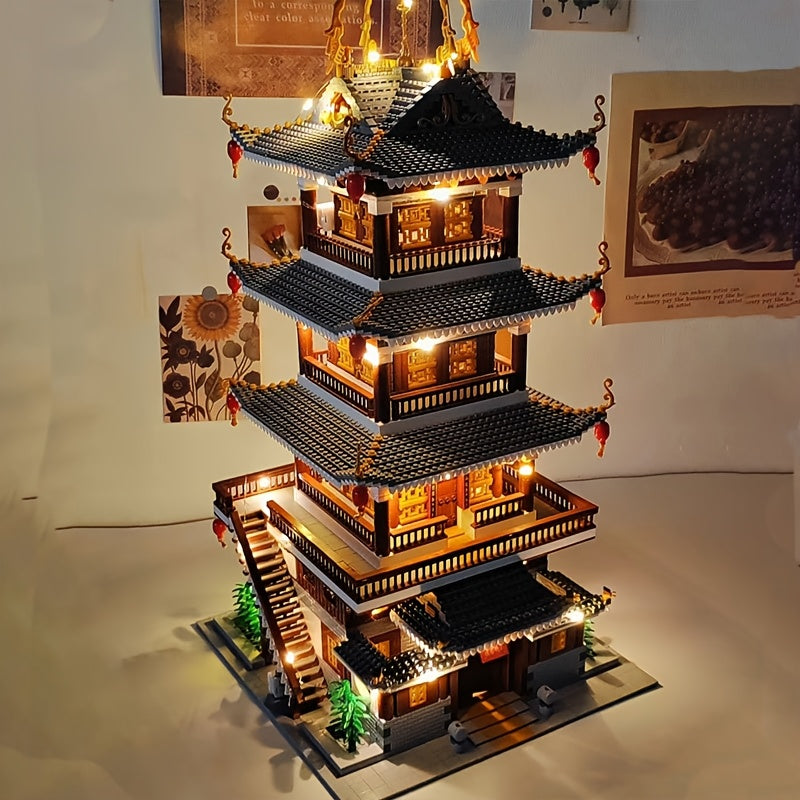 6134pcs Chinese Ancient Architecture Heavenly Fairy Mirror Building Block Set Huge Difficult Mini Bricks Adult Puzzle Toy Home Decor STEM Gift Christmas Birthday New Year Holiday Present