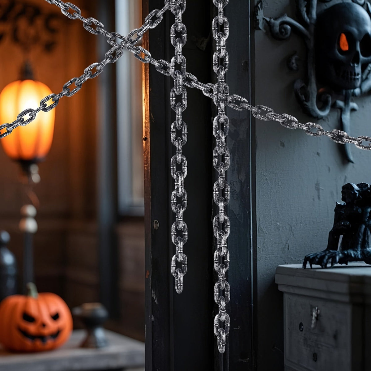 6-Foot Halloween Plastic Chain Decoration - Spooky Costume Accessory & Haunted House Prop, Gothic Party Decor for Indoor & Outdoor Use, Halloween Trick-or-Treat & Costume Accessory for Kids & Adults