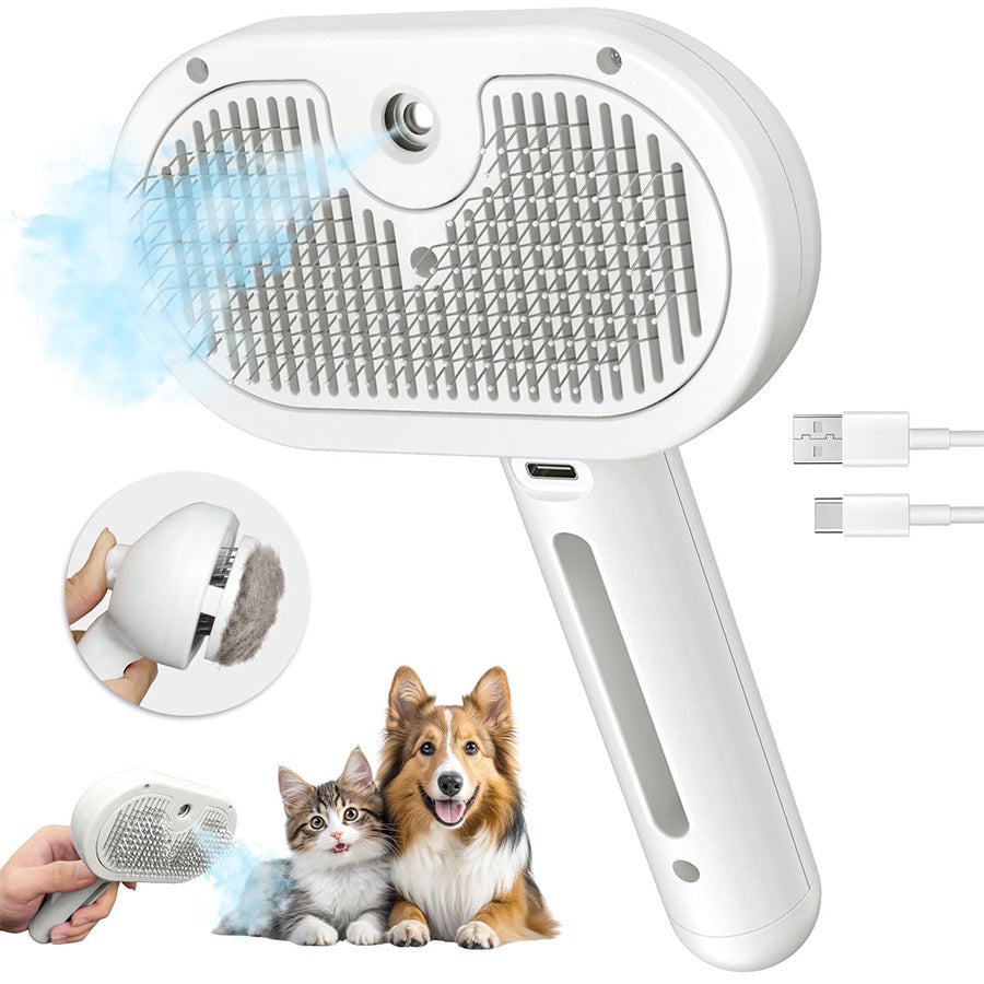 3-in-1 Pet Self-Cleaning Spray Comb - One-Button Mist Humidification & Hair Removal, Anti-Static Deshedding Brush for Dogs & Cats, Reduces Floating Hair & Shedding, 5 Colors