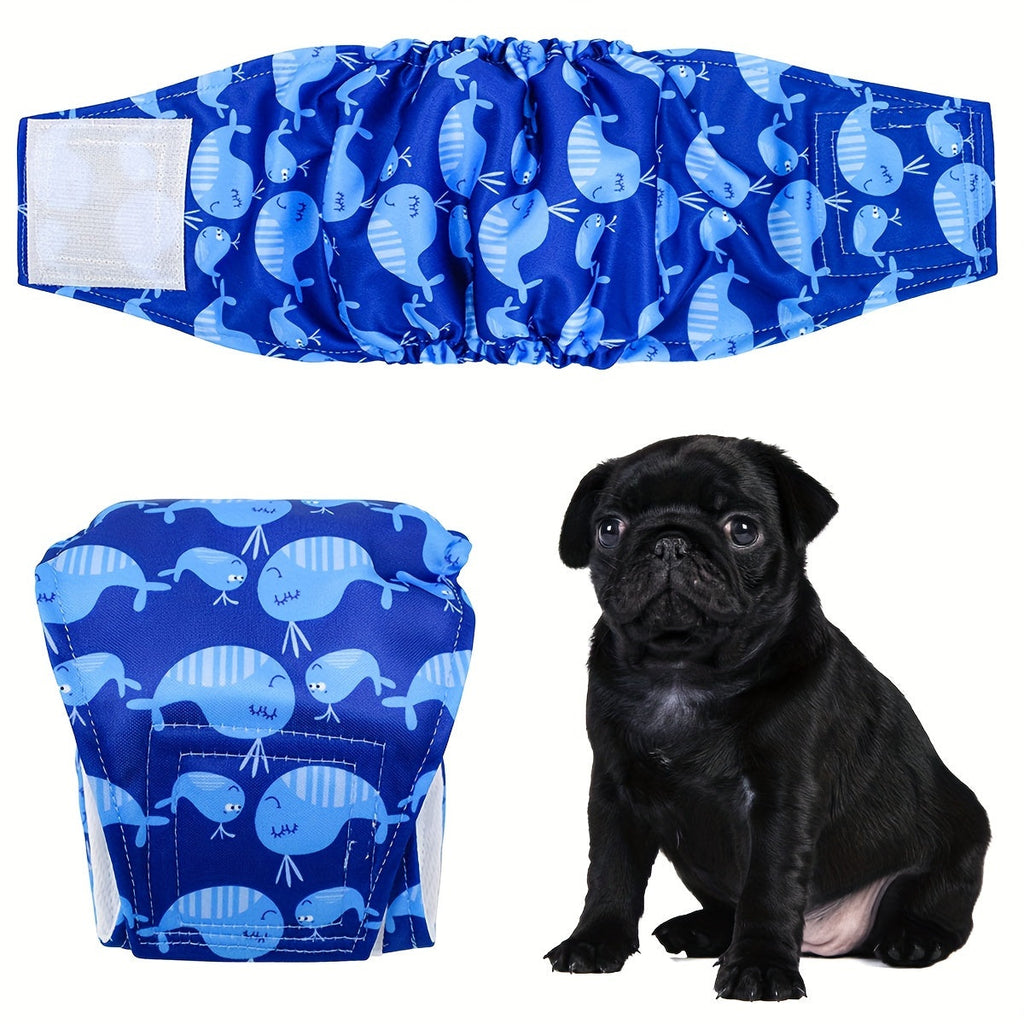 6-Pack Reusable Male Dog Diapers Washable Belly Bands Adjustable Soft Absorbent for Puppies Small Medium Large Dogs Fun Themed Designs Sizes S to XL