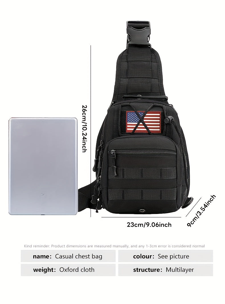 Tactical Sling Backpack – Lightweight Crossbody Daypack for Cycling, Hiking, Travel & Daily Use, Multiple Colors with Flag Patch Option