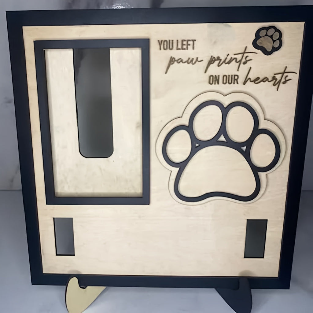 Wooden 3D Dog Paw Commemorative Sign - Pet Memorial Collar Decoration Plaque, Dog Remembrance Keepsake Wall Decor, Sympathy Gift for Dog Loss, Home Memorial Sign for Beloved Dogs