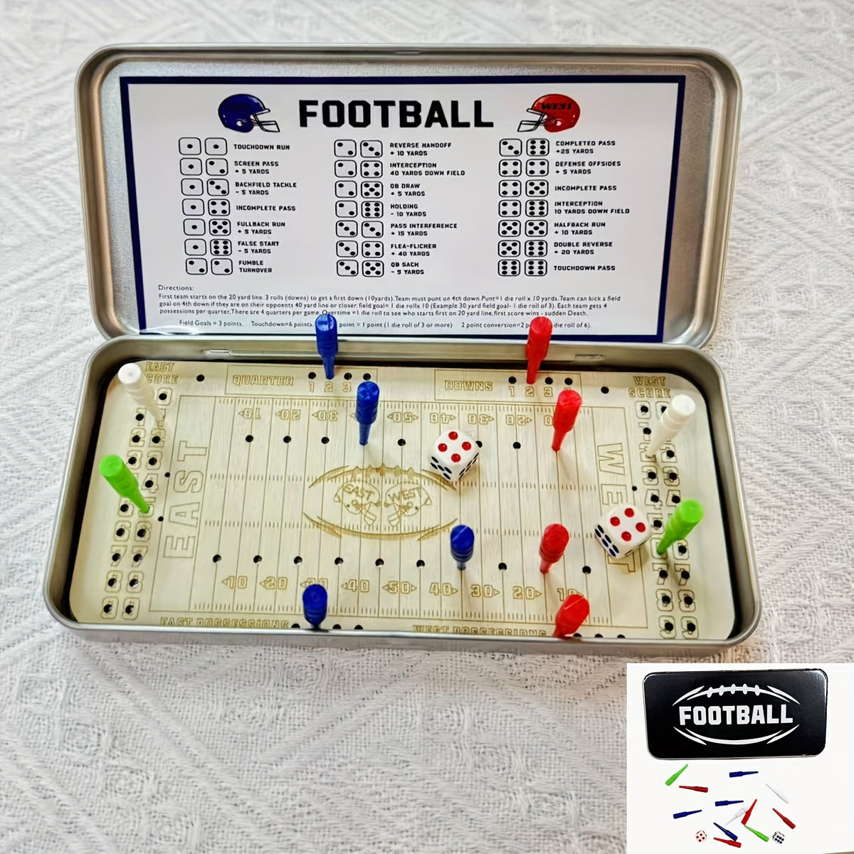 Sports Travel Board Game Set – Portable Wooden Finger Joint Dice Game for Football, Baseball & Softball, Fun Tabletop Game for Family Game Night, Parties & Gatherings, Gift for Sports Fans Kids Adults