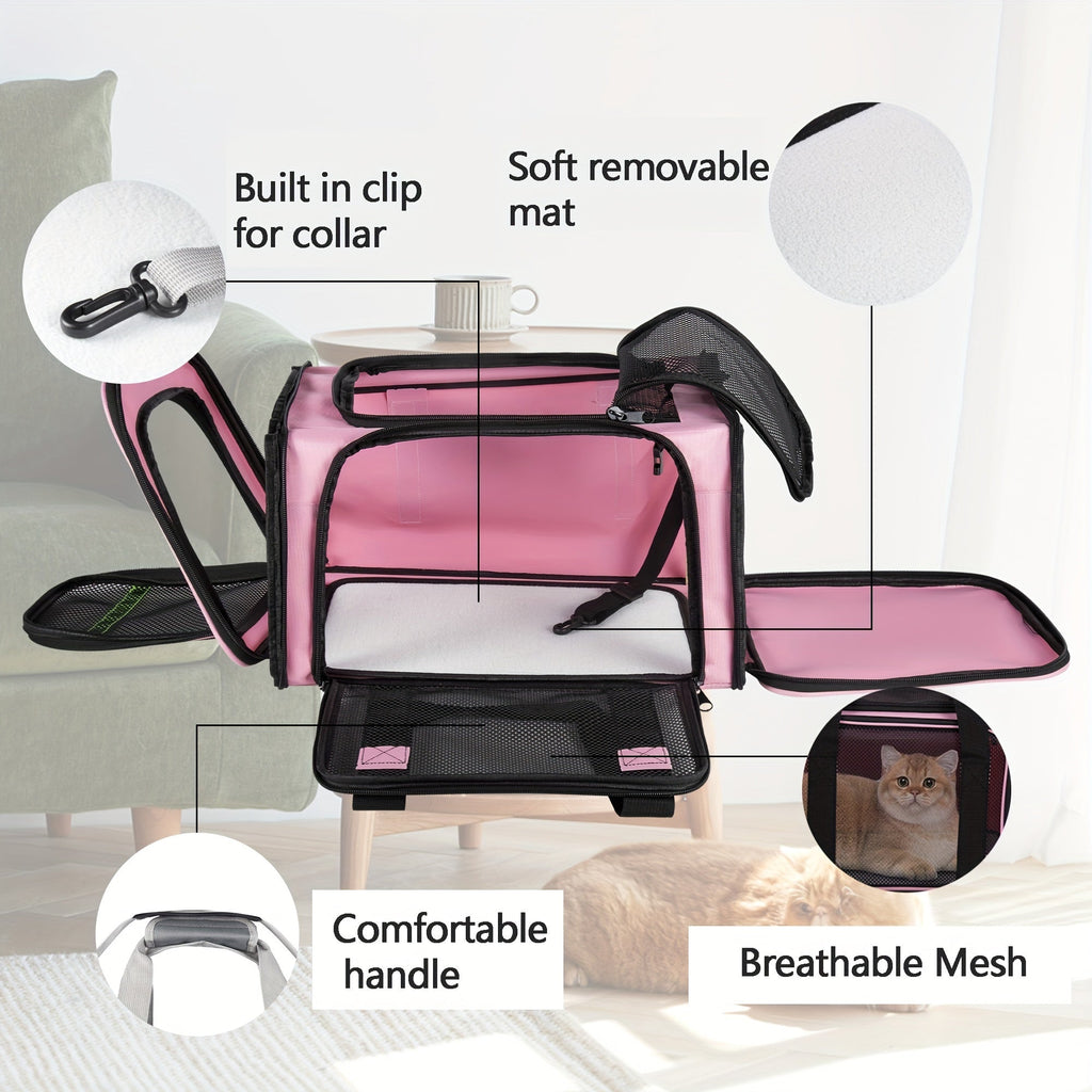 Airline Approved Pet Carrier Soft Sided – TSA Approved Collapsible Travel Bag for Small Dogs, Cats & Kittens Under 15 lbs, Fits Under Airplane Seat