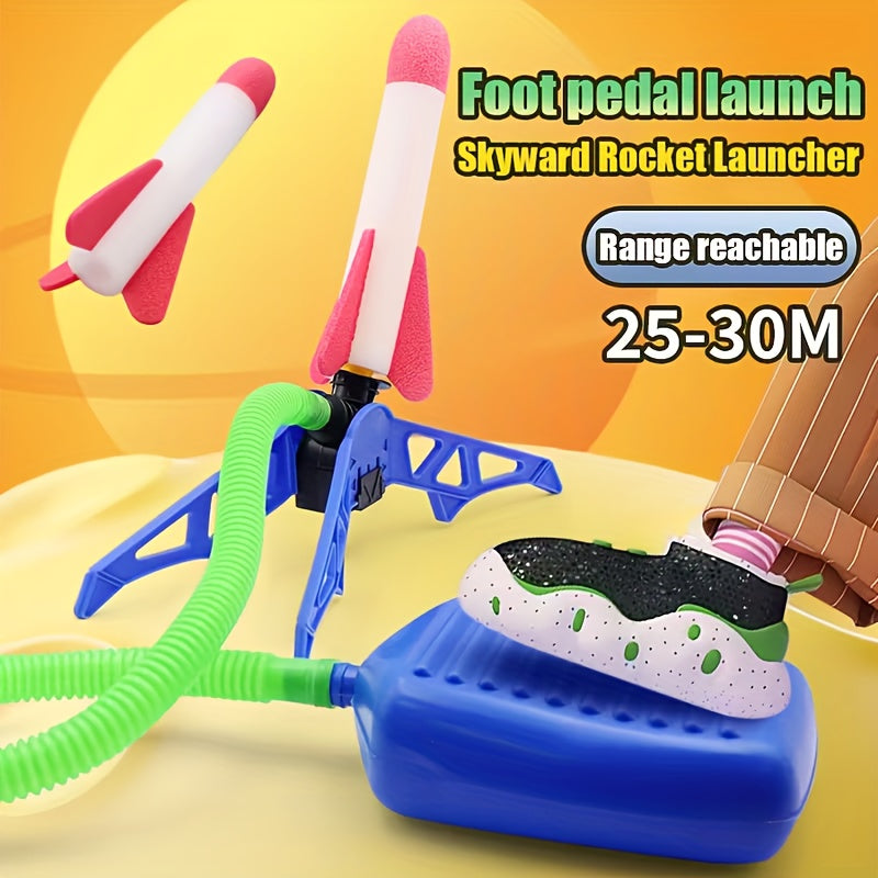 Foam Rocket Launch Toy for Kids – Foot-Powered Air Dynamics Flying Rocket Launcher, Fun Outdoor & Indoor Activity Toy, No Batteries Needed, Birthday Christmas Gift Boys & Girls (Random Color)