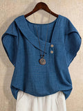 Women's Solid Color Asymmetric Neck Fashion Shirt Summer Tops Elegant Casual Blouse 100% Polyester S-XXL