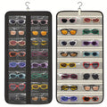 32-Slot Hanging Glasses Organizer – Double-Sided Wall Mount Sunglasses & Eyeglasses Holder with 360° Rotatable Hook, Dustproof Clear PVC Slots for Jewelry, Watches & Headbands, Travel Friendly