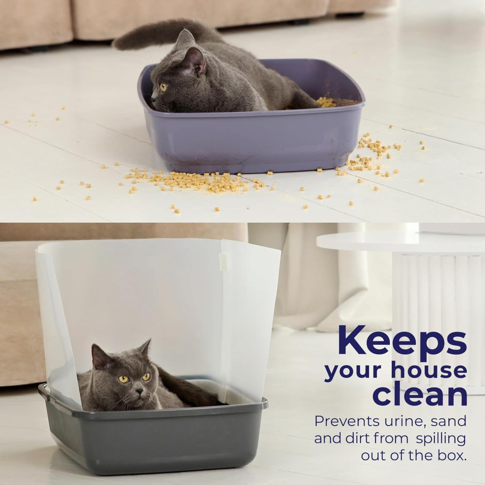 Cat Litter Box Splash Guard 4pcs – Litter Box Shield & Privacy Screen Splash Protector for Open Litter Boxes, Keeps Floor Clean, Easy Clip-On Installation