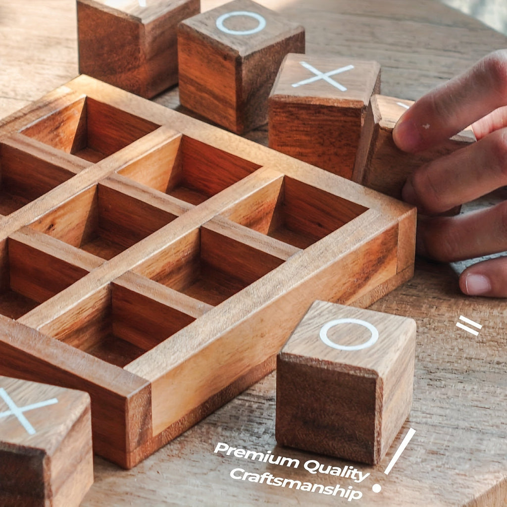 Wooden Tic Tac Toe Board Game 2-Pack – Classic X & O Block Strategy Game for Kids & Family, Educational Parent-Child Interactive Tabletop Game, Fun Gift for Game Night, Christmas & Birthday