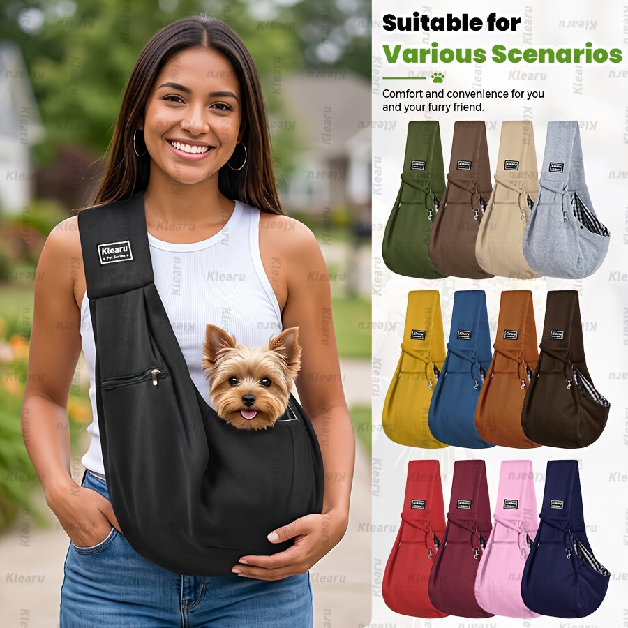 Pet Sling Carrier Bag for Cats & Dogs up to 14 lbs - Small Dog Cat Crossbody Shoulder Bag with Zipper Pocket - Hands-Free Outdoor Travel Pet Carrier Sling for Cats Dogs - Halloween Christmas Pet Gift