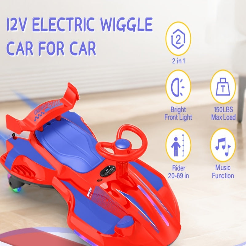 12V Electric Rocking Car for Kids - 2-in-1 Ride-On & Rocking Toy with Foot Pedal, Dual Speed, Water Spray, Flashing Lights, Music & Anti-Tip Design | Boys & Girls Ages 3+ | Max 5MPH