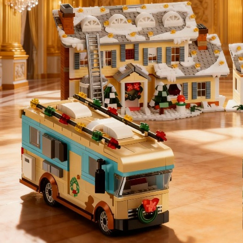1958-Piece Christmas Holiday Snow House Building Set with Color Box, Challenging Assembly Brick Kit - Collectible Winter Village Home Decor Building Blocks, Perfect Christmas Birthday Gift for Adults & Teens