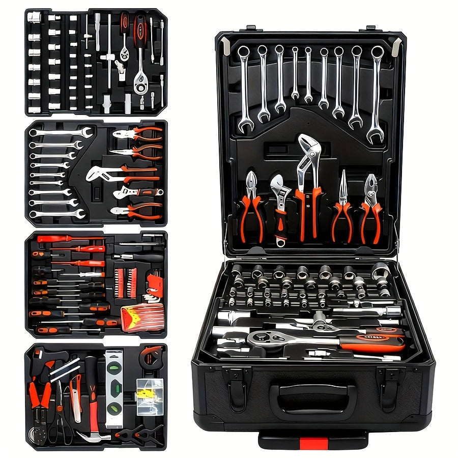 52 Piece Professional Tool Set with Portable Toolbox Multi-Functional Home and Car Repair Kit for DIY Enthusiasts and Professionals Gift for Men Available in Red Standard Black and White