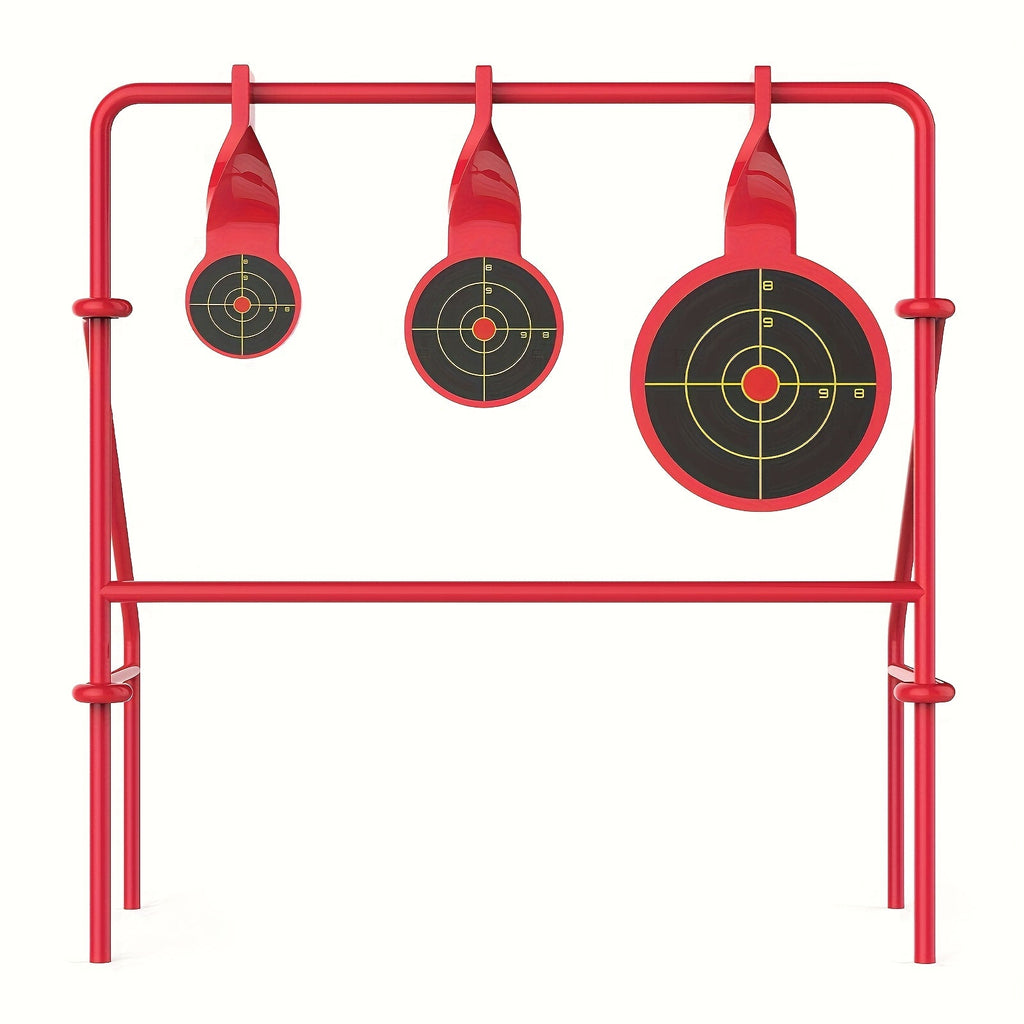 Spinner Shooting Target Stand for .22LR - Triple Steel Spinner Targets Foldable with 15-Pack Bullseye Paper Targets, Outdoor Shooting Practice, Durable Air Strike Target System for Range Training