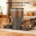 Automatic Cat Feeder 3L Dual Bowl – 102.5oz Timed & Portion-Controlled Pet Food Dispenser for Cats & Dogs, 1-6 Meals Per Day, Anti-Clog Push-Button, Battery Operated, Black