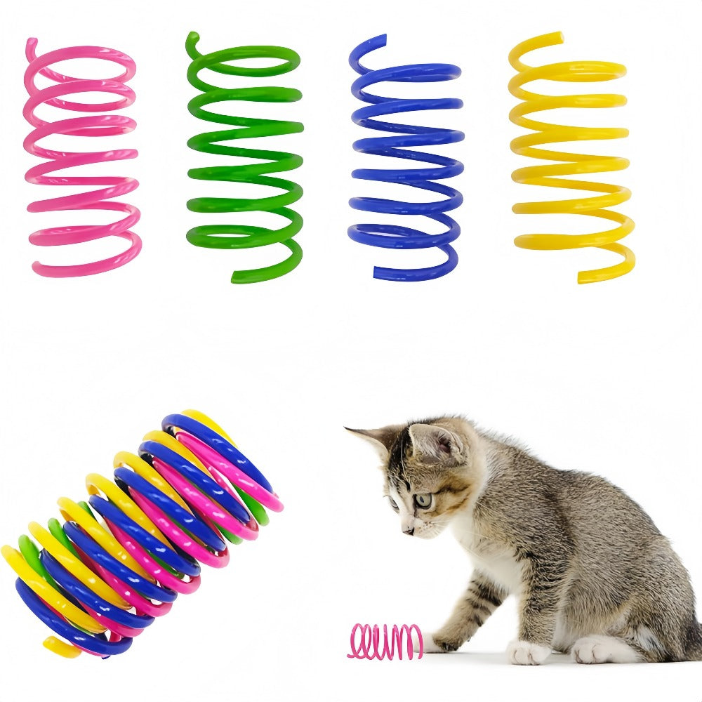 Cat Spring Toys 100 Pack - Colorful Plastic Spiral Springs for Indoor Cats & Kittens, Interactive Hunt Swat & Bite Toy, Durable No-Battery Bulk Cat Toys, Great Value Multi-Cat Household Set