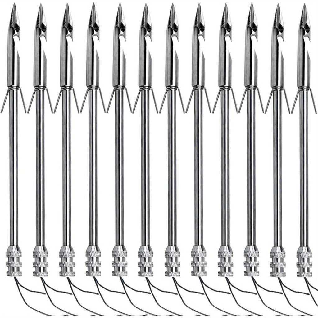 12-Pack Stainless Steel Fishing Slingshot Arrowheads – Detachable Bowfishing Arrow Tips, Slingshot Fishing Darts for Bow Fishing & Slingshot Shooting, Replacement Broadheads Fishing Accessories