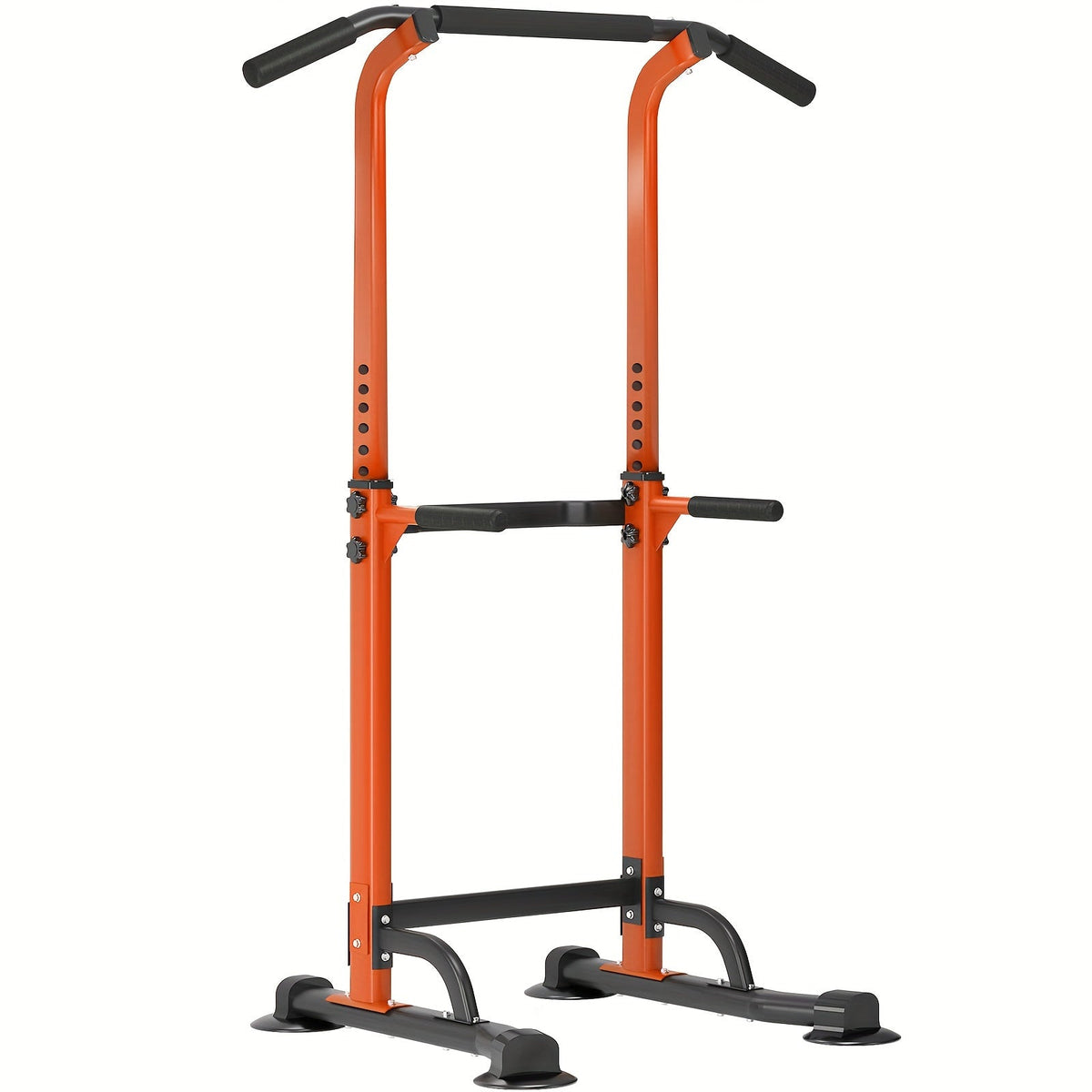 Power Tower Dip Station with Pull-Up Bar 10 Adjustable Heights 330 lbs Capacity Full-Body Strength Training for Home Gym – Pink Black Red Yellow Blue Orange Green