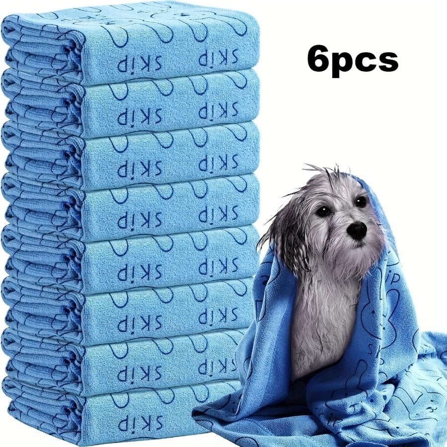 Dog Towels for Bathing Set of 6 - Quick-Dry Microfiber Dog Bath Towels, Super Absorbent Polyester Grooming Towel for Small Medium Large Breeds, Soft Pet Drying Towel Multi-Pack