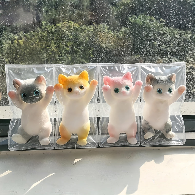 Kawaii Hand-Raising Kitten Squishy Squeeze Toy Soft Slow Rising Sensory Stress Relief Cute Cat Desk Decoration Random Color Gift for Christmas Valentine Easter Birthday Holiday