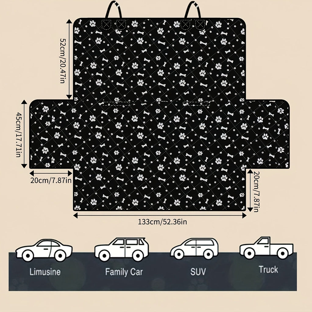 Pet Car Seat Back Protector Mat - Thickened Waterproof Dog Car Seat Cover for Back Seat, Scratch-Proof Kick Mat for Dogs & Cats, Pink Paw Print Car Accessory for Dog Owners