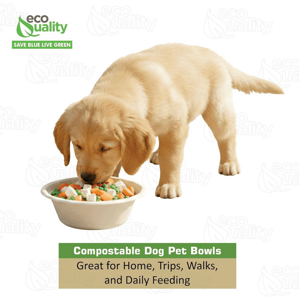 Disposable Pet Feeding Bowls 32oz – Round Paper Bowls for Dogs & Cats, Travel, Shelter, Kennel, Outdoor & Emergency Pet Feeding, Stackable Single-Use