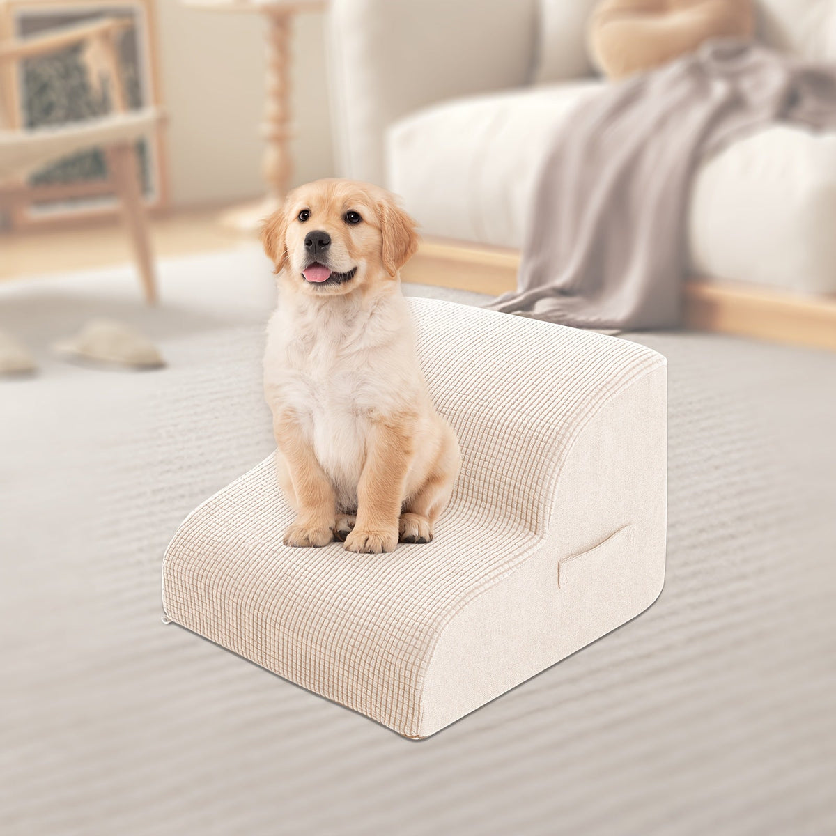 Dog Stairs for Bed & Sofa – Non-Slip Pet Steps 2/3/4 Steps for Small Dogs Cats, Removable Washable Cover, Orthopedic Ramp for Senior Dogs, Injured Pets & Joint Pain Relief, 5 Colors