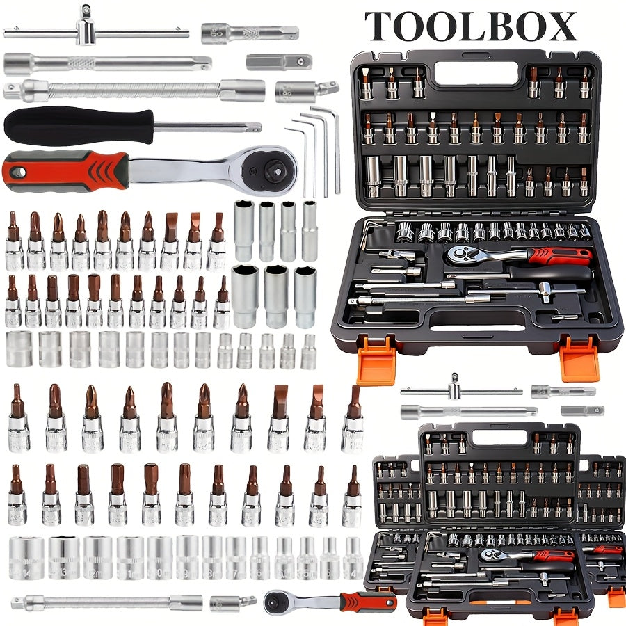 52-Piece Professional Tool Set - Chrome Vanadium Steel, Portable Toolbox for Home & Car Repair, Multi-Function DIY Hand Tool Kit for Enthusiasts & Professionals, Great Gift for Men