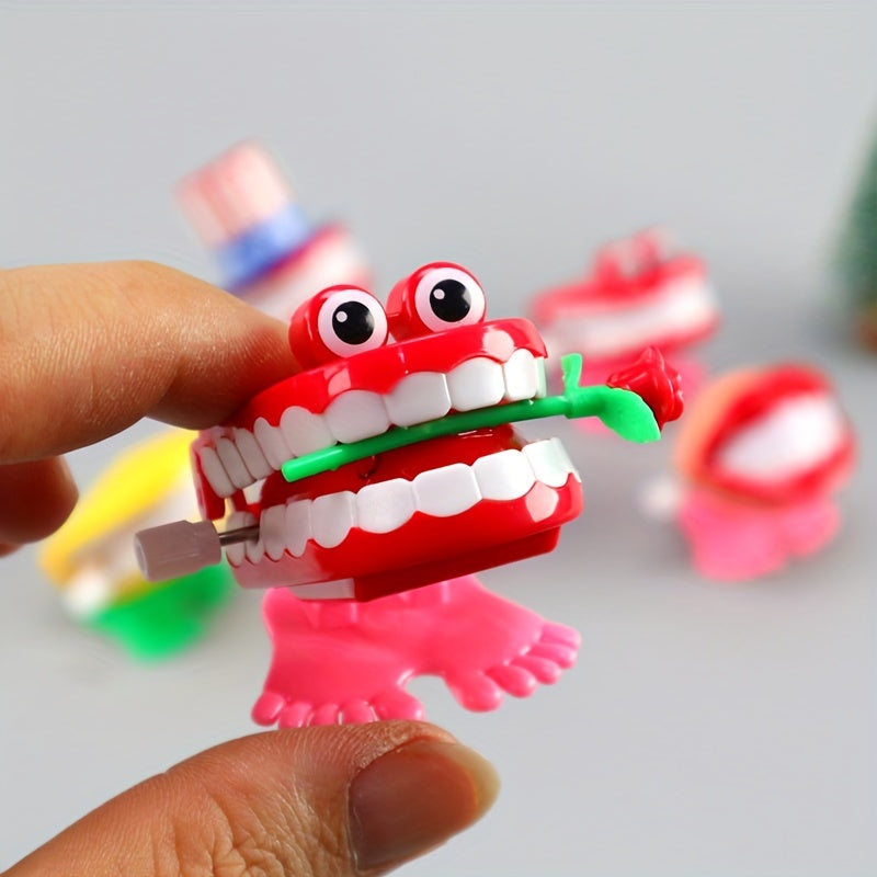 5pcs Wind-Up Walking Teeth Toys with Eyes & Funny Feet Novelty Gag Gift for Halloween Christmas Party Desktop Decoration – Random Style & Color